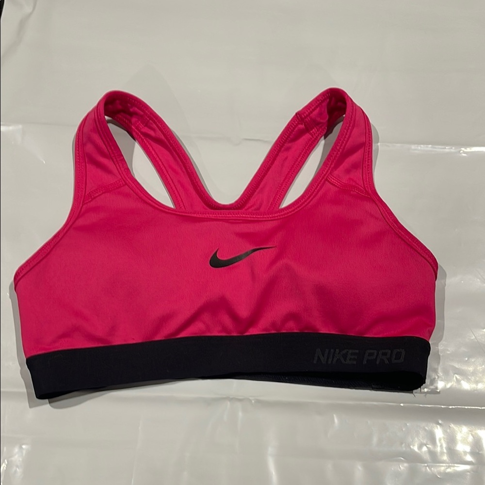 Nike Pink and Black Racerback Padded Sports Bra Women’s size XS Gym Workout Gear
